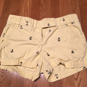 Yellow shorts with anchor embroidery